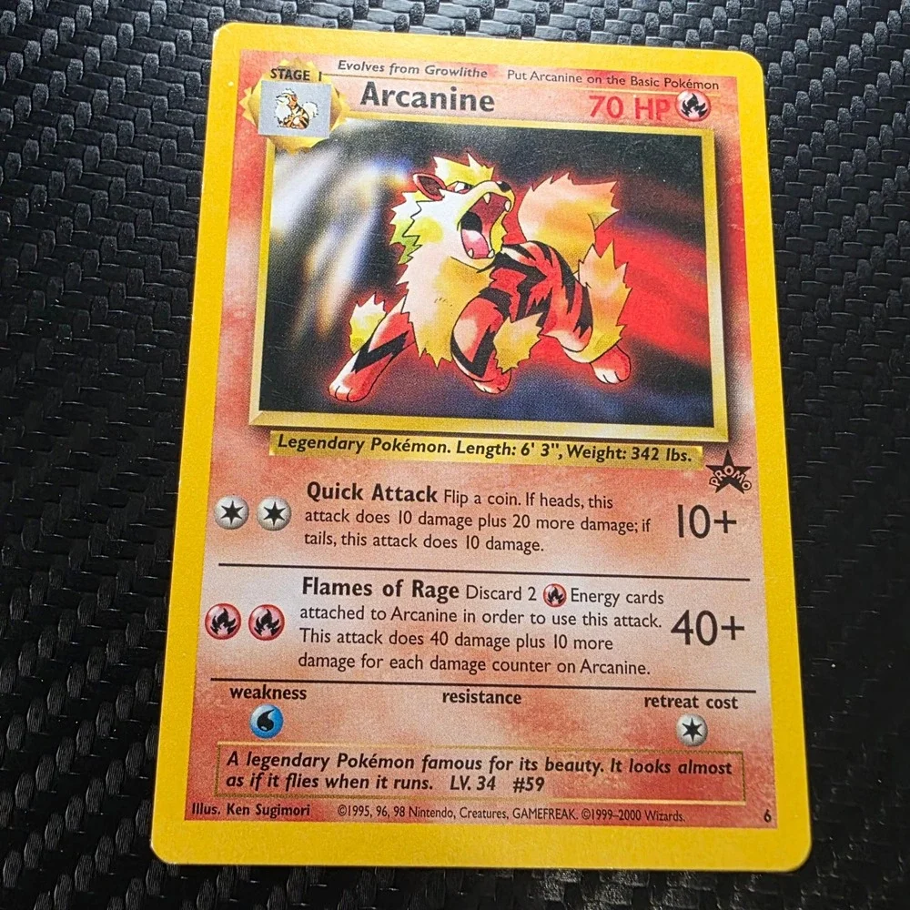 Arcanine 6 WOTC Black Star Promo Vintage Non-Holo Rare NM Pokemon TCG
